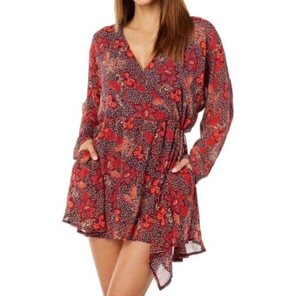 Free People Teegan Floral Faux Wrap Dress - Picture 1 of 9